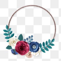 Round frame paper craft floral png design