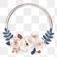Round frame paper craft floral png design