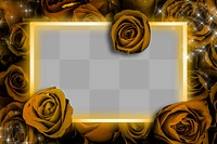 Sepia rose neon frame png
