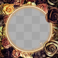 Sepia neon rose frame png