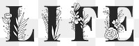 Life png floral typography font