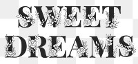 Feminine font Sweet Dreams png text 