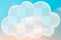 Cloud shape png frame on pastel pink blue gradient sky