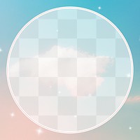 Round frame png on pastel pink blue gradient sky