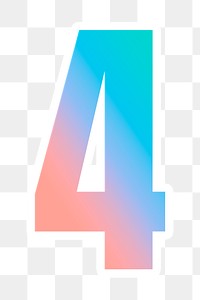 Gradient number 4 font png