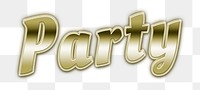 Retro gold party png neon typography