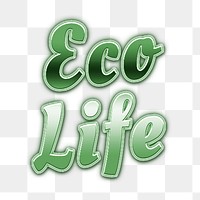 80s green eco life png word typography