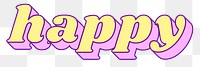 Happy word png retro typography