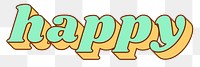 Happy retro 3D typography png bold font