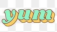 Yum retro 3D typography png bold font