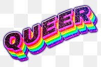 Queer png word rainbow typography 