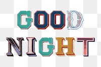 Png good night word typography