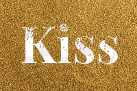 Kiss glittery png gold typography word