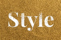 Style glittery png gold typography word