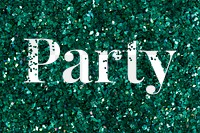 Party png text glittery green typography