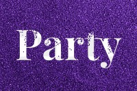 Party glittery png purple texttypography word