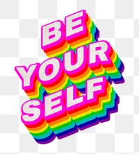 Rainbow word BE YOURSELF typography design element