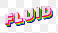 Rainbow word FLUID typography design element