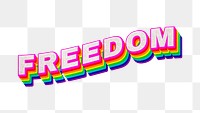 Rainbow word FREEDOM typography design element