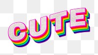 Rainbow word CUTE typography design element