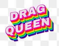 Rainbow word DRAG QUEEN typography design element