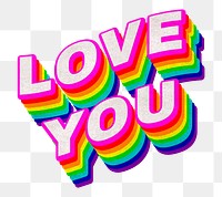 Rainbow word LOVE YOU typography design element