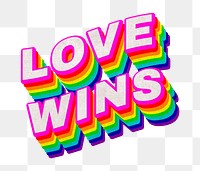 Rainbow word LOVE WINS typography design element