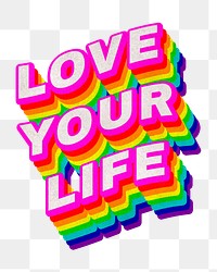 Rainbow word LOVE YOUR LIFE typography design element