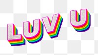 Rainbow word LUV U typography design element