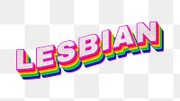 Rainbow word LESBIAN typography design element