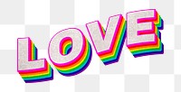 Rainbow word LOVE typography design element