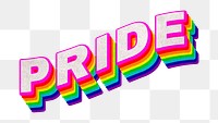 Rainbow word PRIDE typography design element