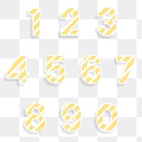 Number font set illustration png stripe pattern