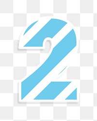 Number 2 blue typography png