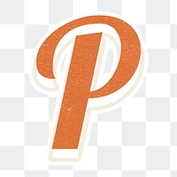 Letter P retro bold font typography and lettering