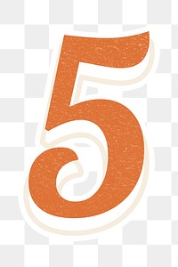 Number 5 png handwriting font lettering