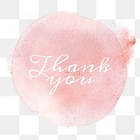 Thank you calligraphy png on pastel pink watercolor