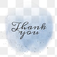Thank you calligraphy png on pastel blue watercolor