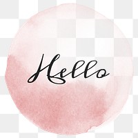 Hello calligraphy png on pastel pink watercolor texture