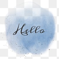 Black hello calligraphy png on pastel blue