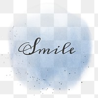 Text smile calligraphy png on pastel blue