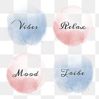 Pastel word sticker png badge set in watercolor