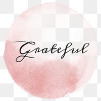 Text grateful calligraphy png on pastel pink