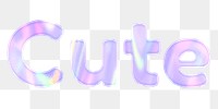 Pastel cute png sticker holographic effect word feminine