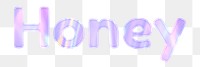 Holographic honey png shiny sticker lettering typography 