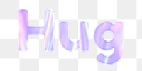 Shiny hug png word sticker holographic pastel purple