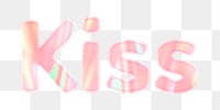 Pastel kiss png sticker holographic effect text feminine