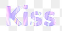 Kiss png word sticker holographic typography pastel