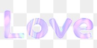 Purple love text png bling bling holographic word sticker