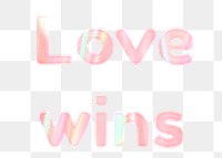 Orange love wins text png holographic word sticker feminine